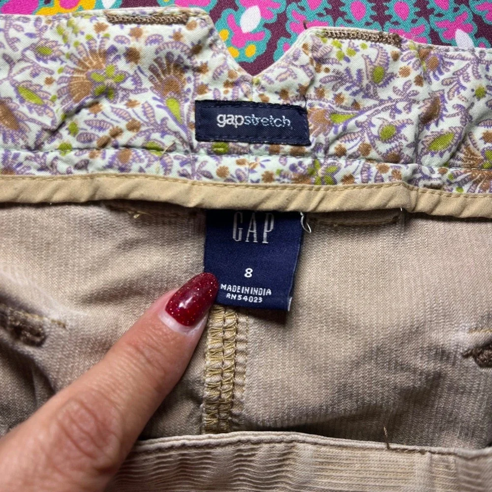 Vintage Y2K GAP Women Tan Corduroy A-Line Mini Skirt Size‎ 8 Gapstretch